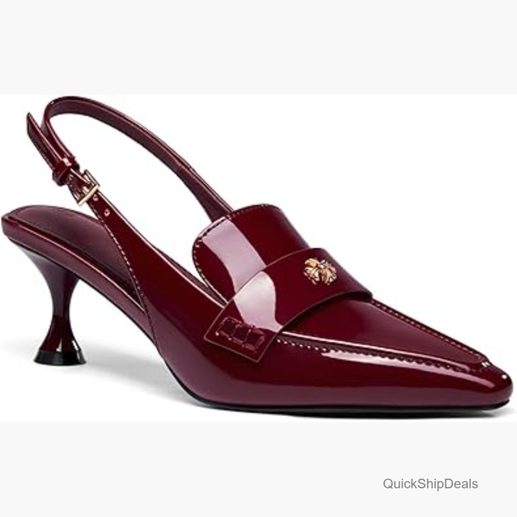 Pointed Toe Slingback Kitten Heel Sandals With Ankle Buckle